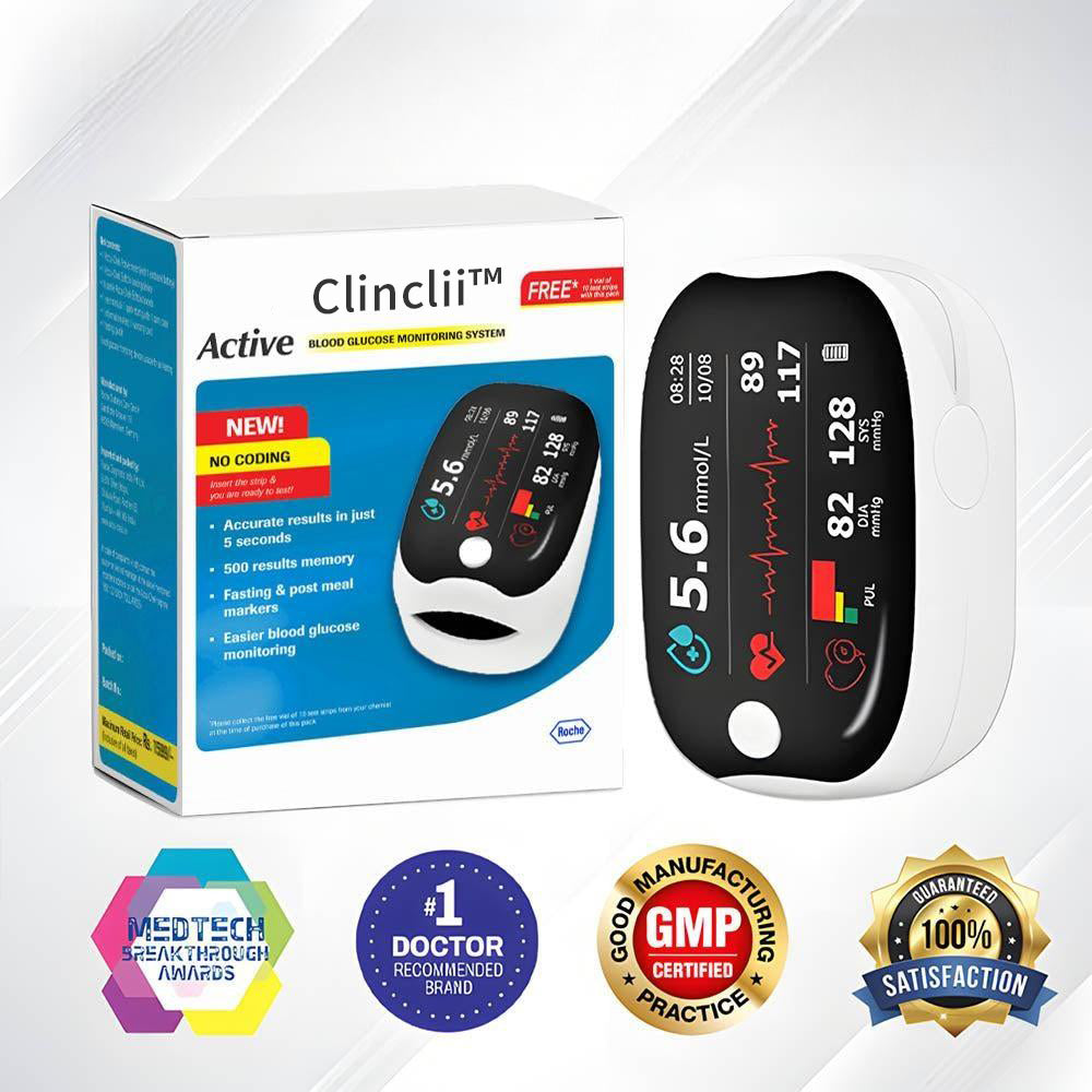 【🎁Ünnepi különlegesség🎄】GlucoSense ujjbegyes pulzoximeter csipesszel - angol verzió (négyszínű LED)