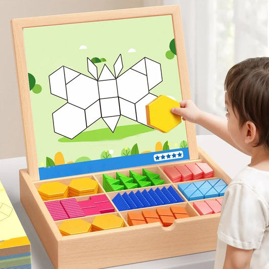 🎁 A tökéletes ajándék! Mágneses fa puzzle készlet mágneses mintákkal 🧠🧩
