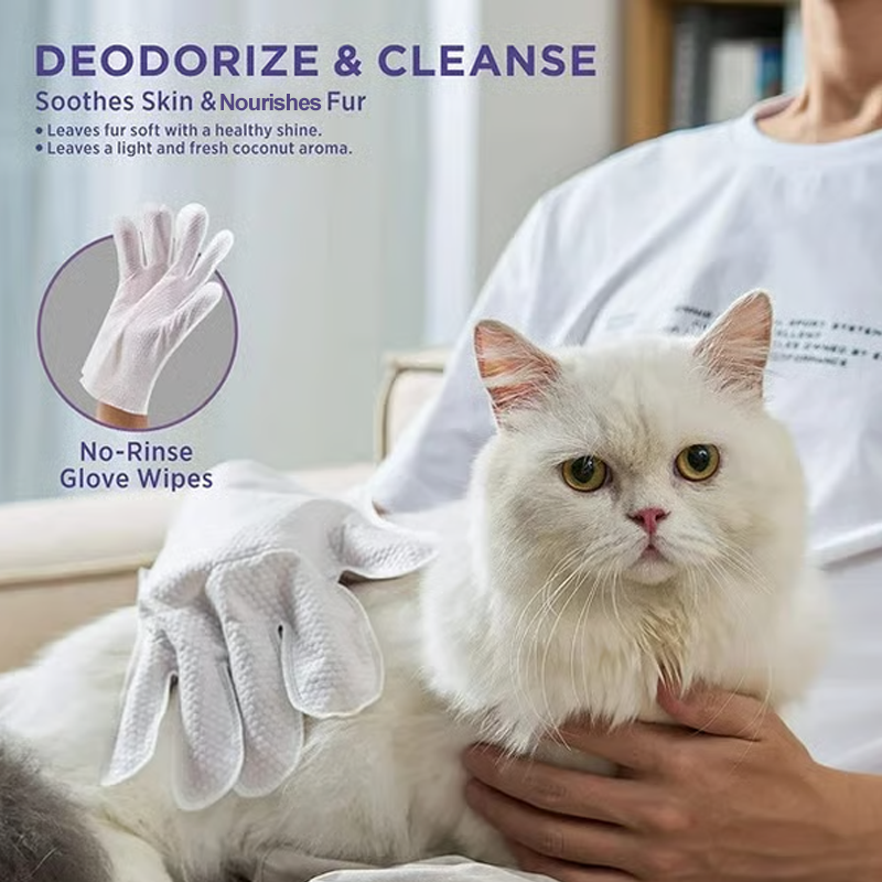 🐶Öblítésmentes kisállattisztító szagtalanító kesztyűk